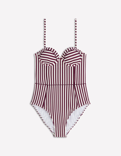 Rhodes Cup Sized Swimsuit-Chocberry, Ivory Stripe