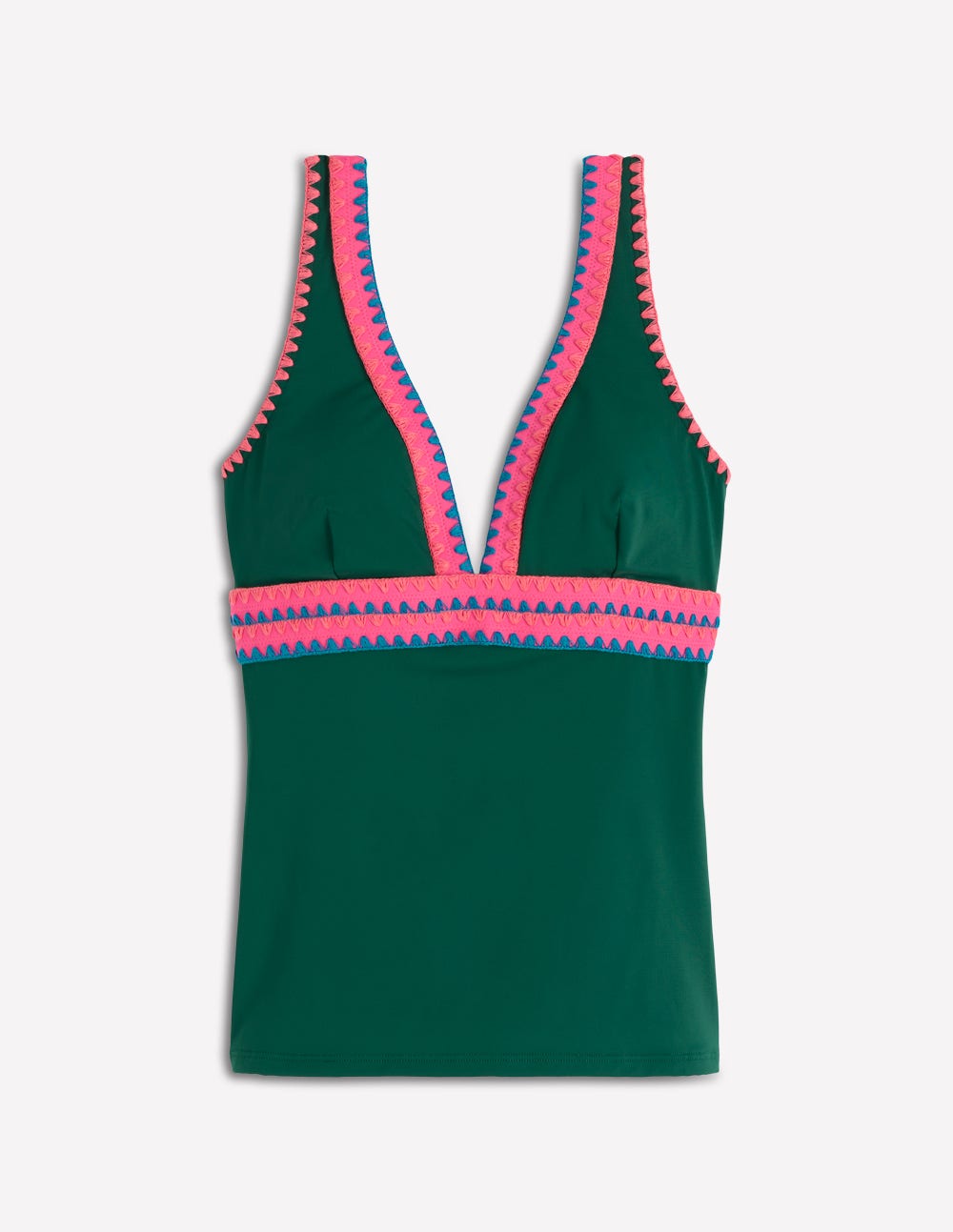 Porto Tankini Top-Mangrove Green, Embroidery