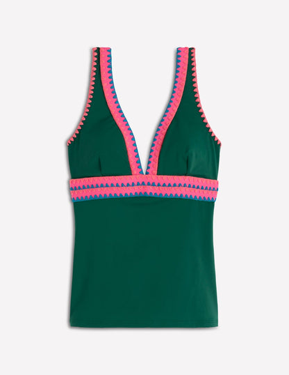 Porto Tankini Top-Mangrove Green, Embroidery