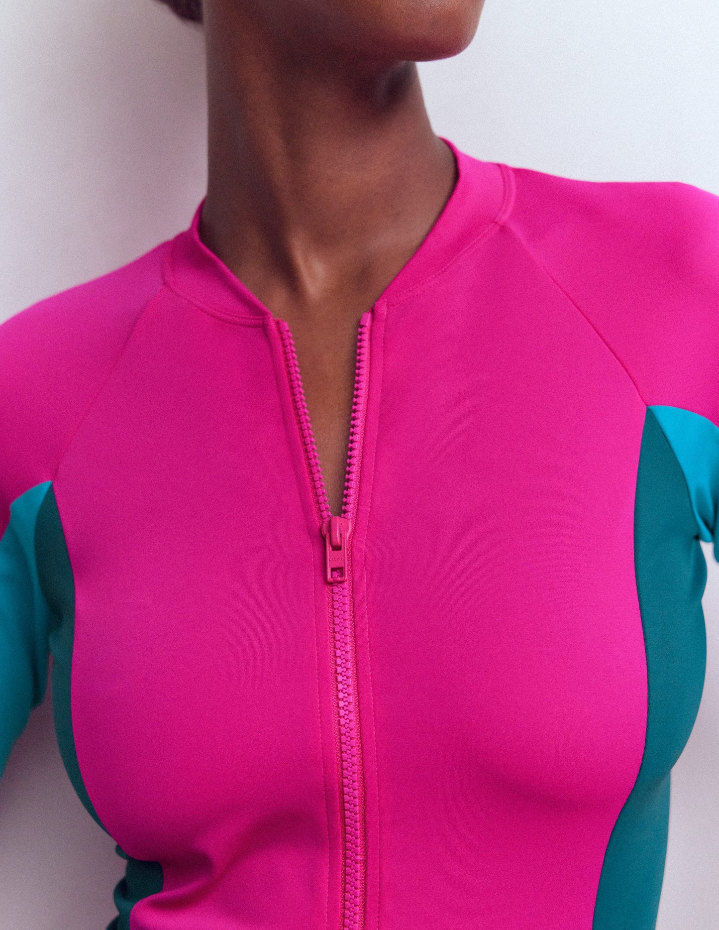 Sun Safe Raglan Guard Top-Pink Colourblock