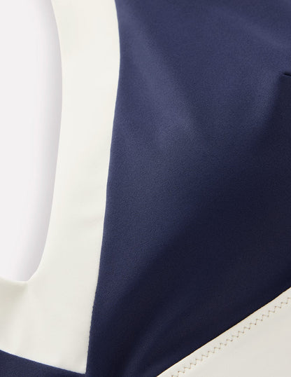 Campania Cross-back Bikini Top-Navy, Ivory Colourblock
