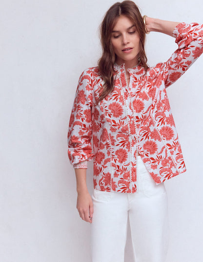 Rhea Trim  Insert Cotton Top-Pink, Elegant Blossom