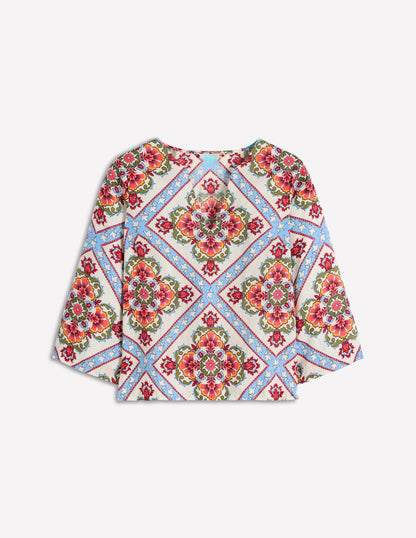 Cleo Linen Top-Floral Tile Placement