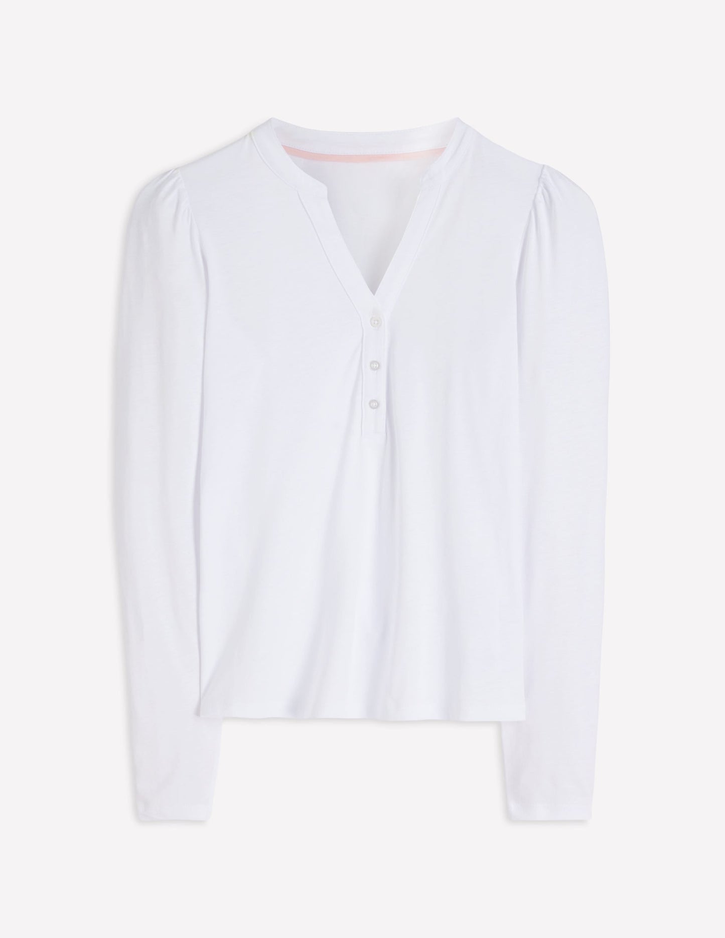 Supersoft Open Neck Henley-White