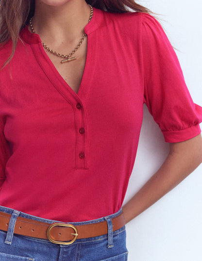 Supersoft Short Sleeve Henley-Pomegranate