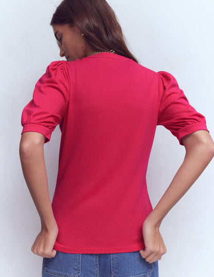 Supersoft Short Sleeve Henley-Pomegranate