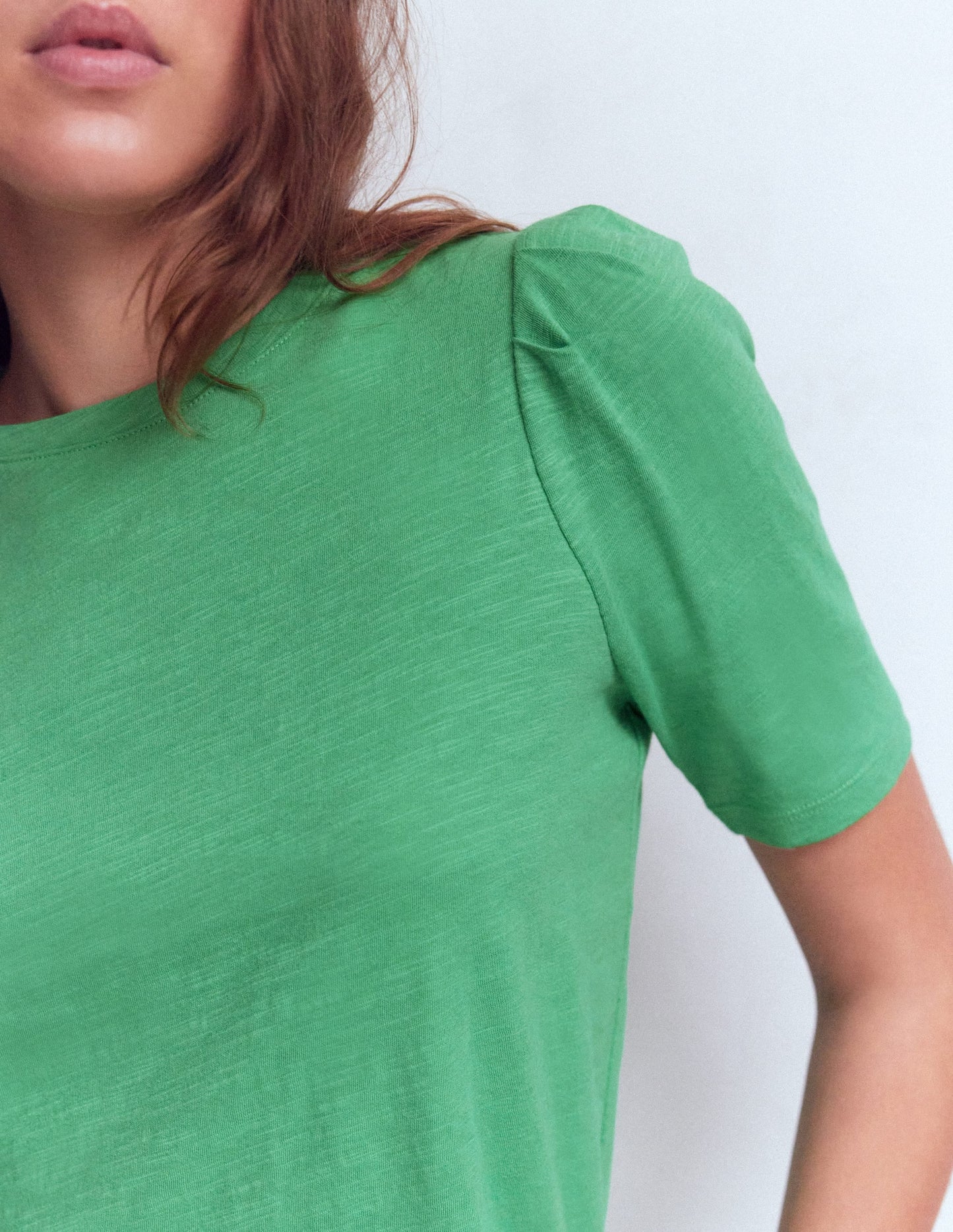 Sophie Puff Sleeve T-shirt-Aloe Green