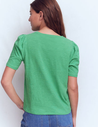 Sophie Puff Sleeve T-shirt-Aloe Green