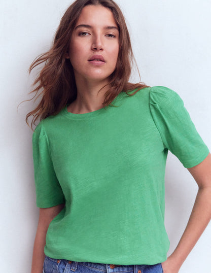 Sophie Puff Sleeve T-shirt-Aloe Green