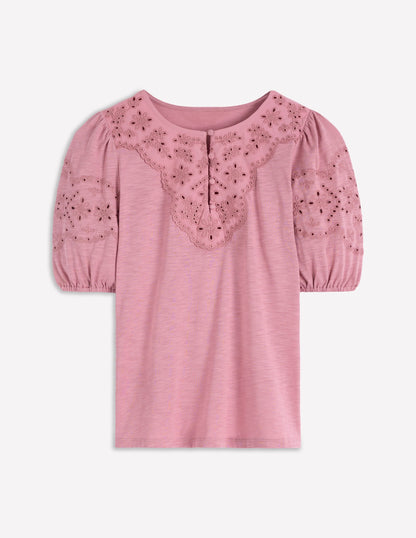 Ada Broderie Mix Top-Lilas