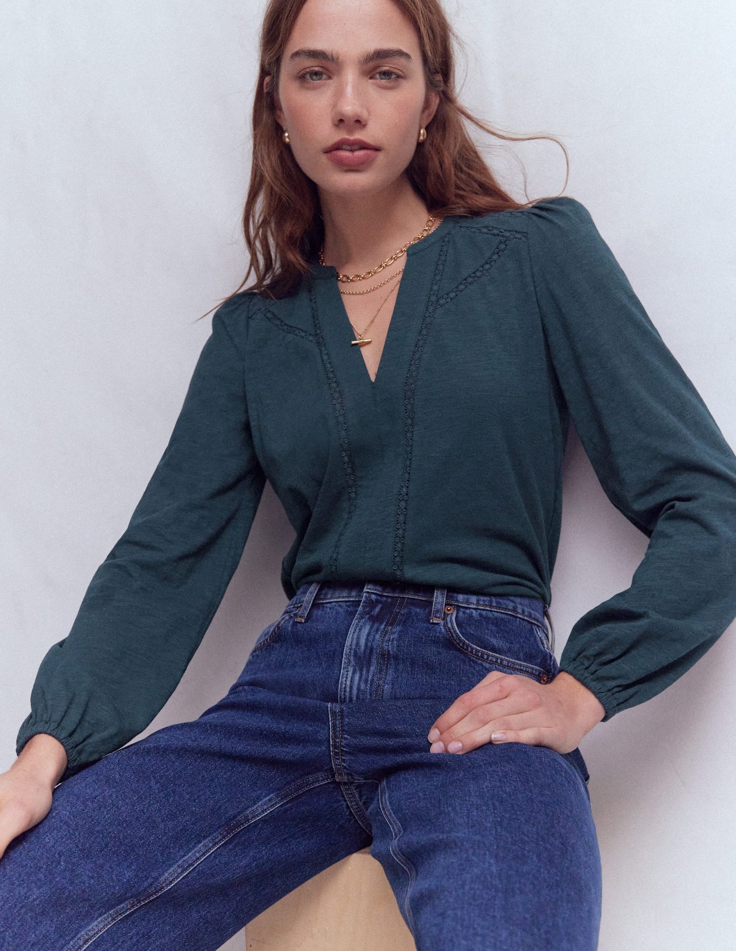 Poppy Long Sleeve Top-Moonlight Ocean