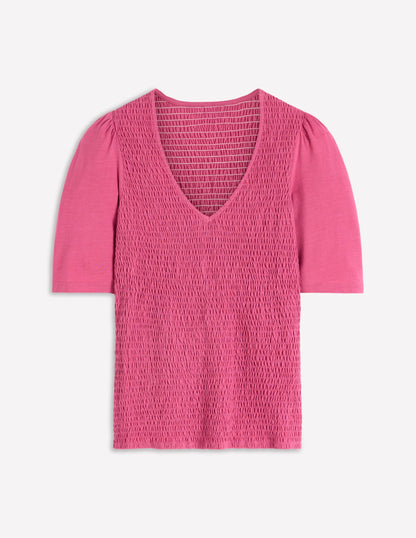 Smocked V Neck Top-Malaga