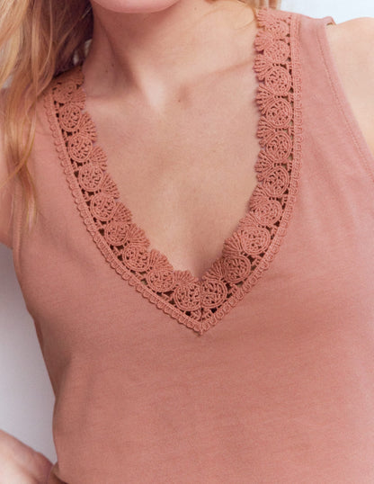 Supersoft V Neck Trim Vest-Vintage Rose