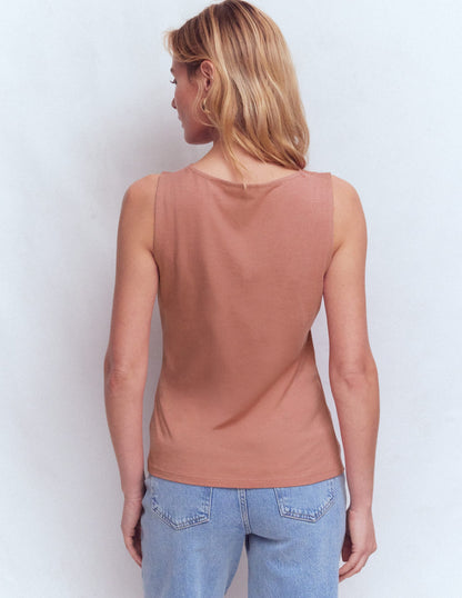 Supersoft V Neck Trim Vest-Vintage Rose