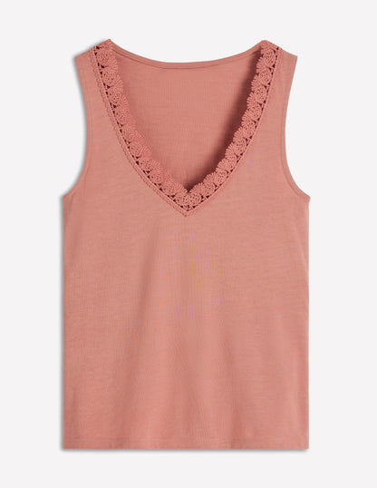 Supersoft V Neck Trim Vest-Vintage Rose