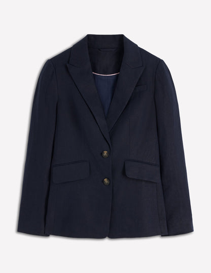 Stamford Linen Blazer-Navy