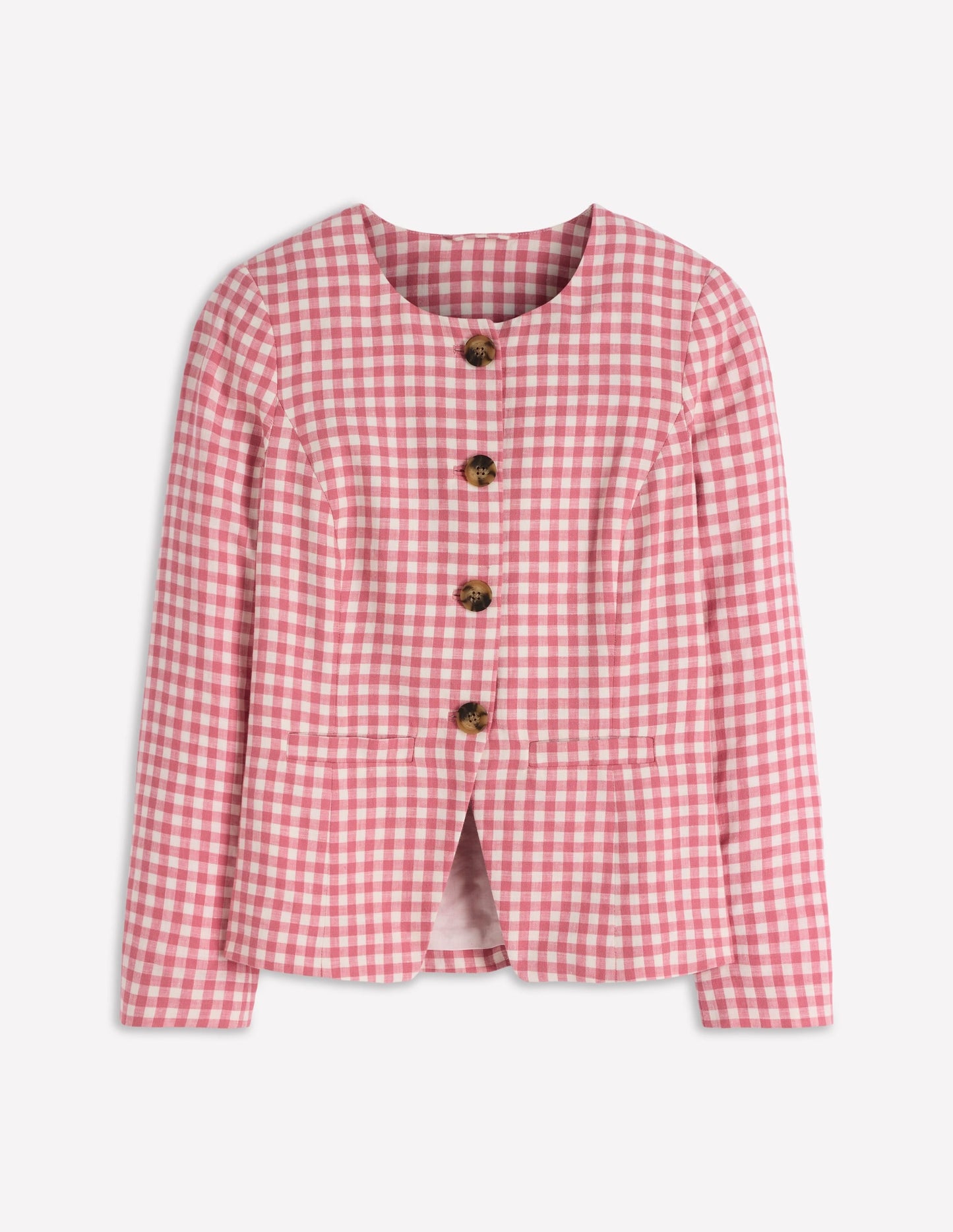 Hampstead Linen Blazer-Vintage Rose Gingham