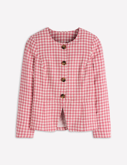 Hampstead Linen Blazer-Vintage Rose Gingham