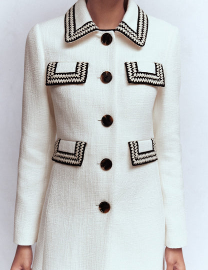 Pocket Detail Coat-Ivory