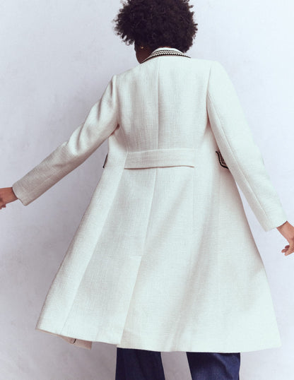 Pocket Detail Coat-Ivory