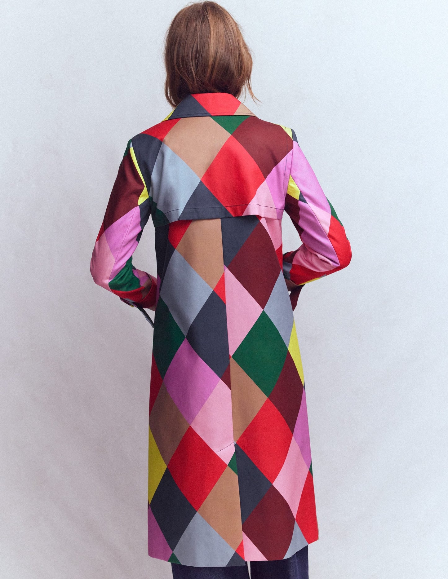 Double Breasted Trench-Giant Multi Harlequin
