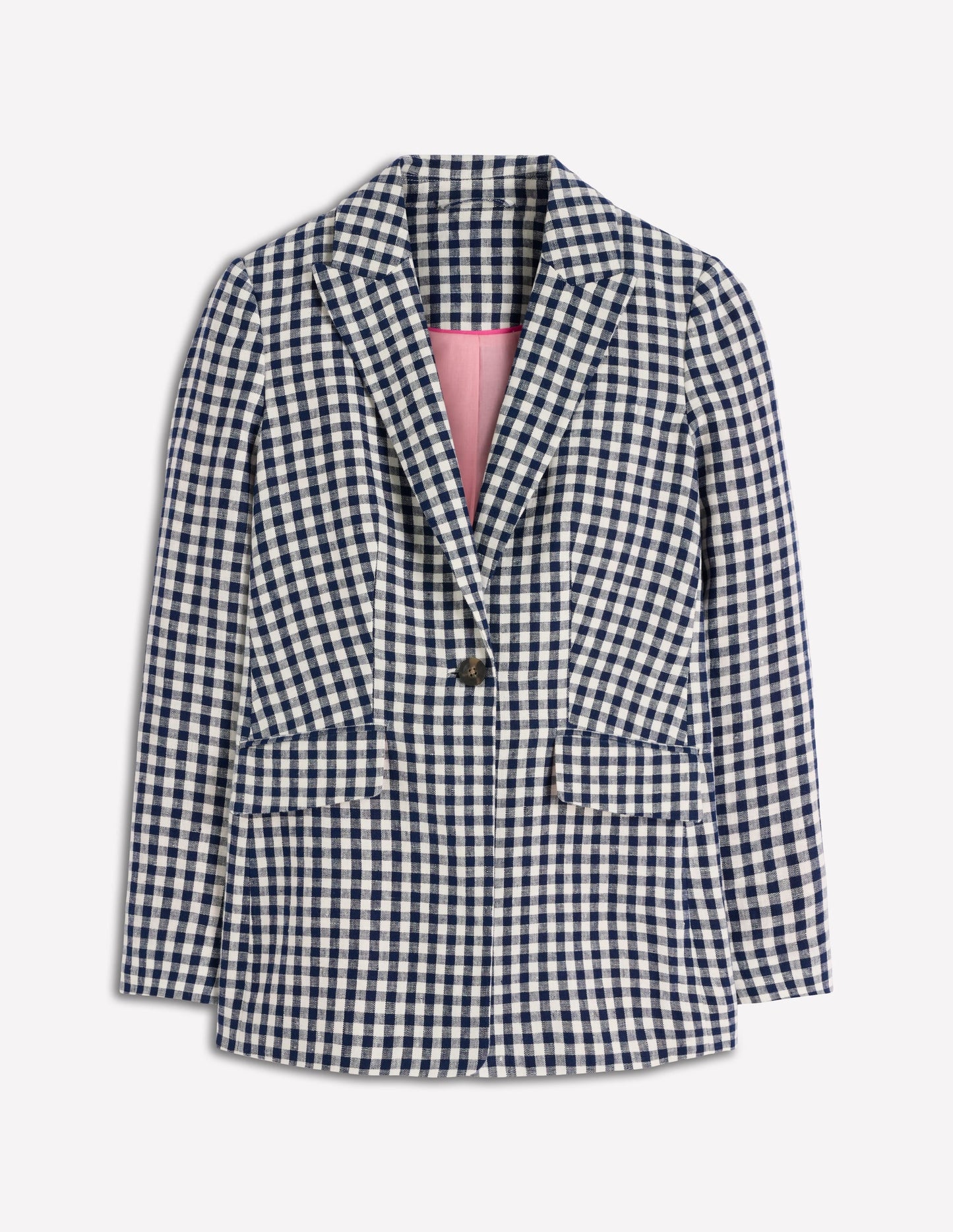 Woodbridge Linen Blazer-Navy, Ivory Gingham