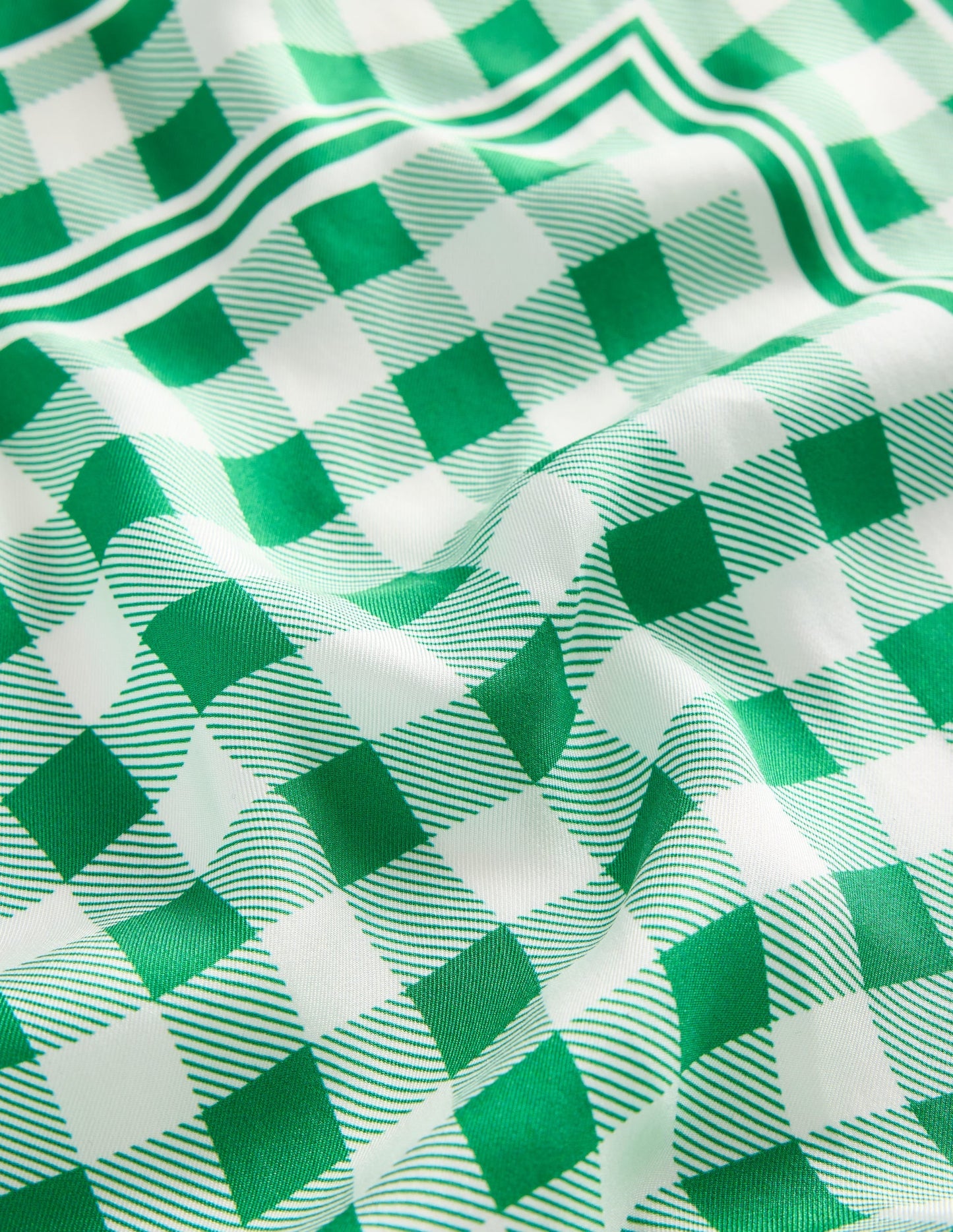 Elisabeth Silk Square Scarf-Green Gingham