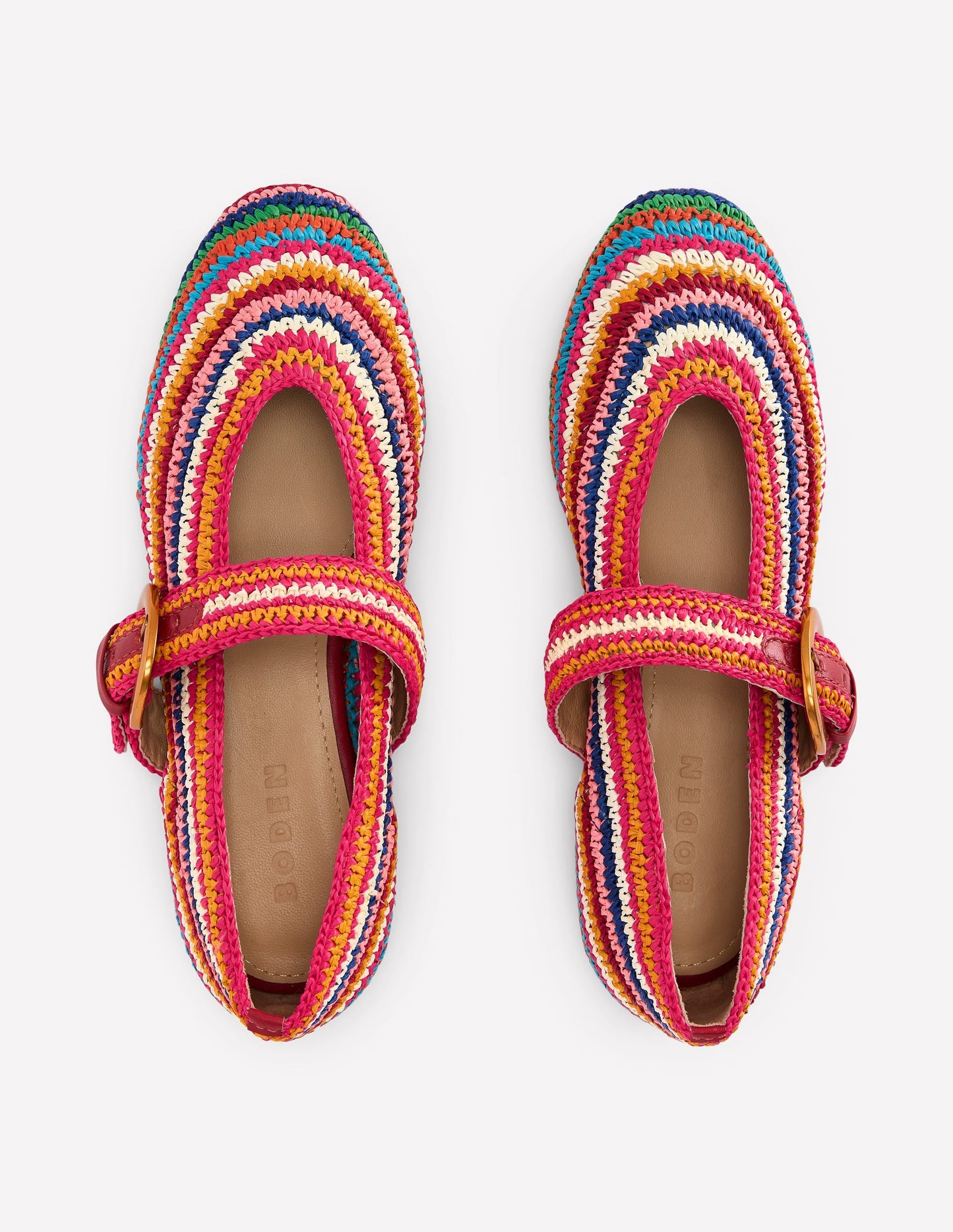 Kylie Flat Buckle Mary Janes-Multi Raffia