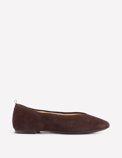 High Cut Ballet Flats-Bitter Chocolate