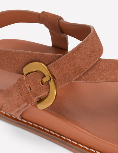 Chunky Asymmetric Sandal-Tan Suede