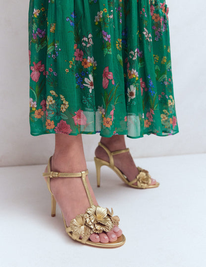 Flower Sandals-Gold