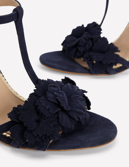Flower Sandals-Navy