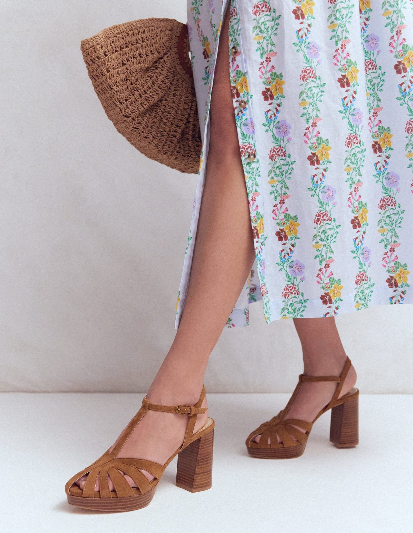 Platform Cage Sandals-Tan