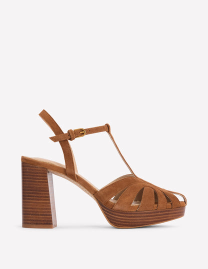 Platform Cage Sandals-Tan