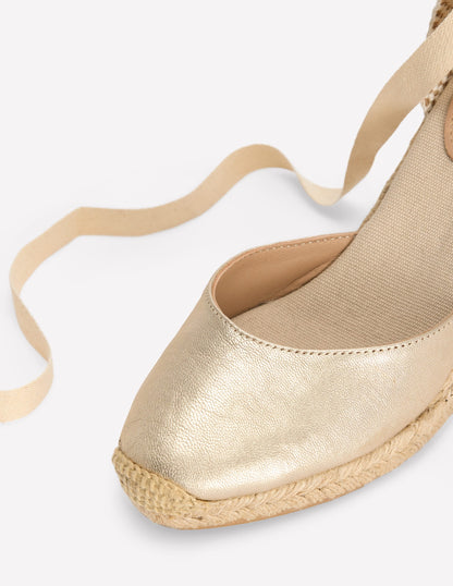 Cassie High Wedge Espadrilles-Gold