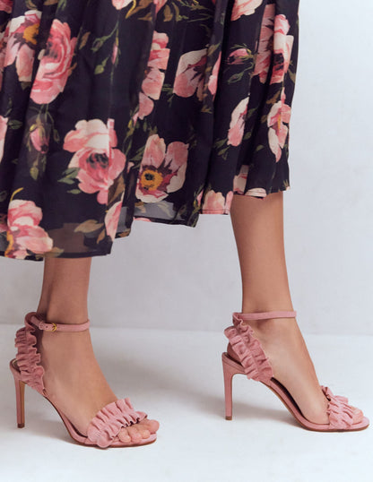 Pleat Detail Heeled Sandal-Almond Pink