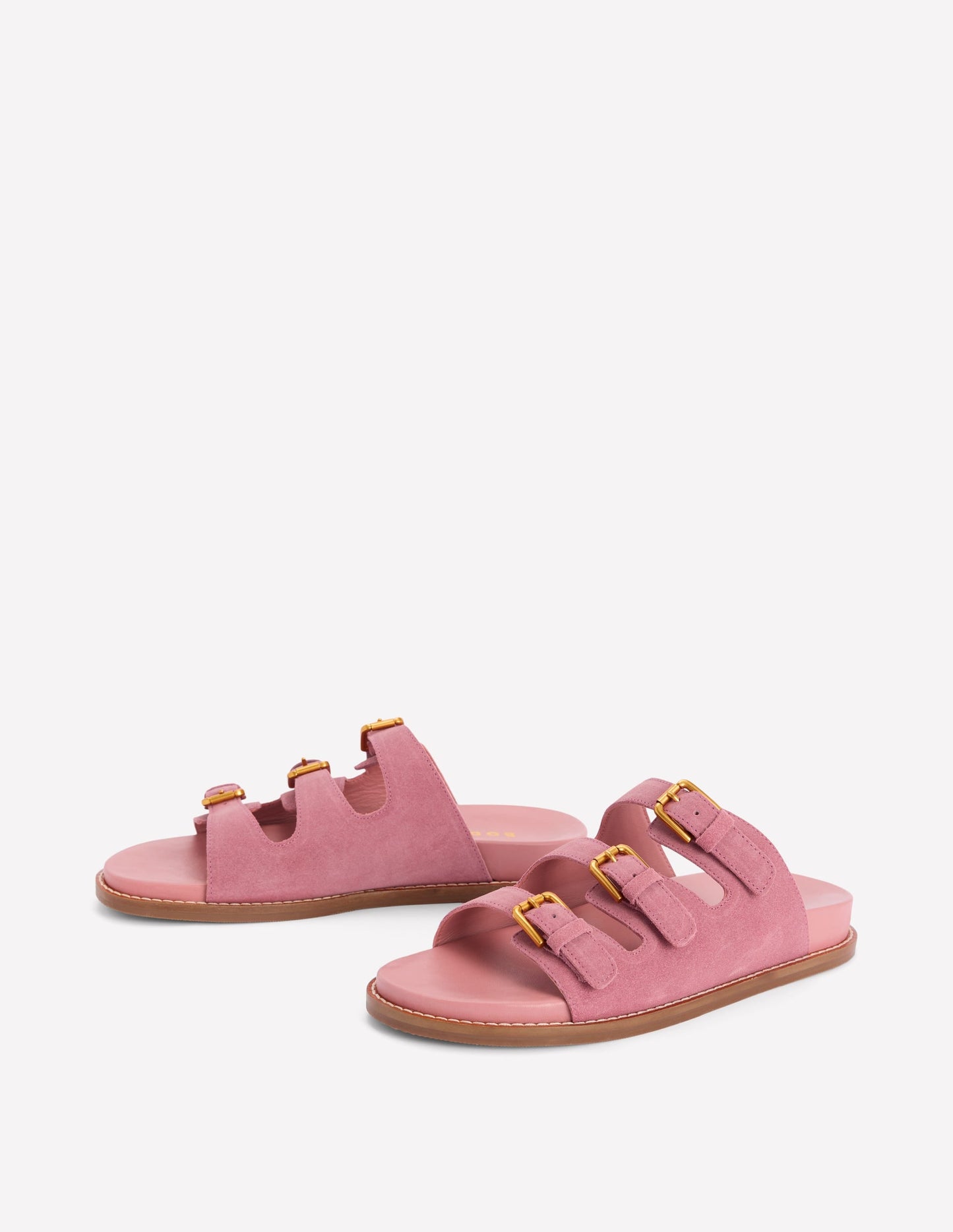 Triple Strap Footbed Sandal-Dusty Pink