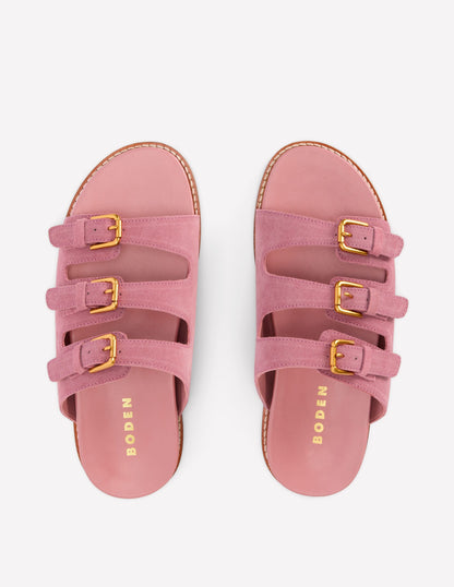 Triple Strap Footbed Sandal-Dusty Pink