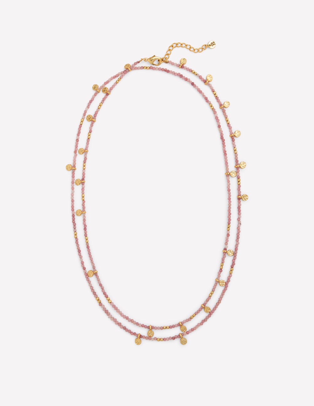 Double Strand Bead Necklace-Pink