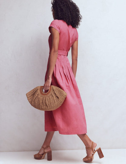 Arabella Linen Blend Dress-Pink Heather