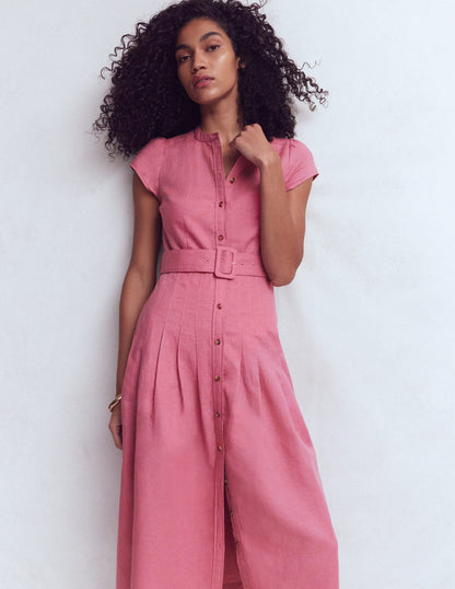 Arabella Linen Blend Dress-Pink Heather