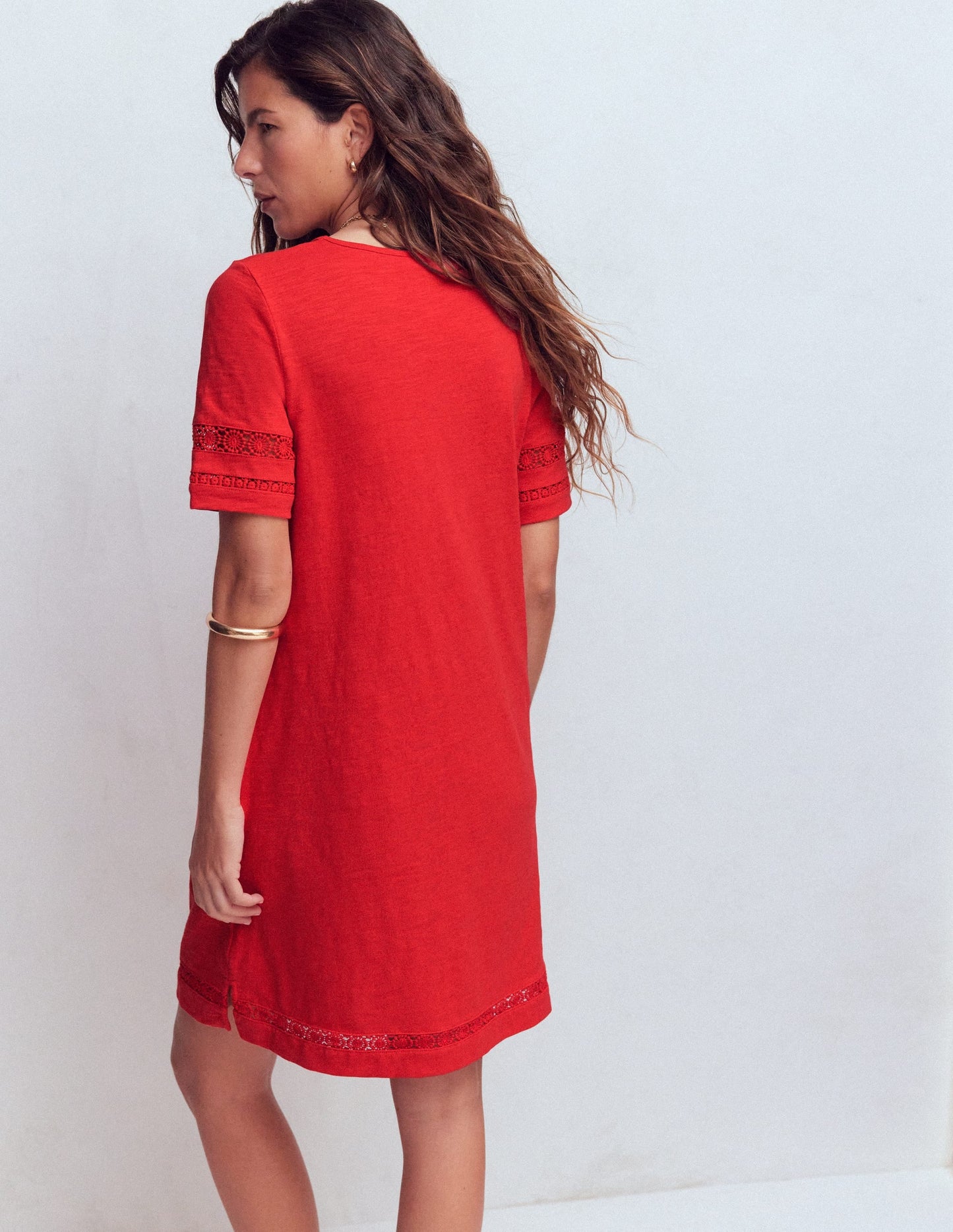 Hattie Jersey T-shirt Dress-Red Coral