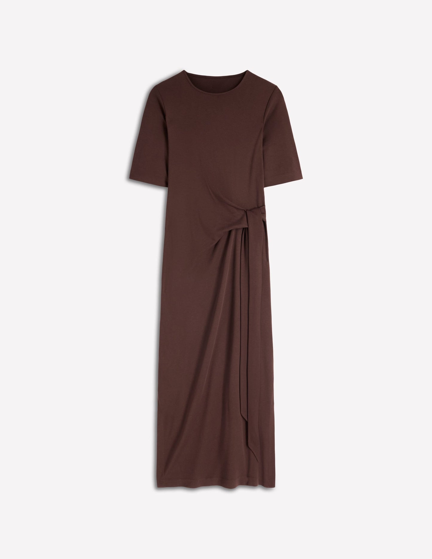 Zinnia Tie Jersey Midi Dress-Espresso
