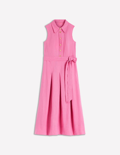 Belinda Linen Shirt Dress-Pink Parfait