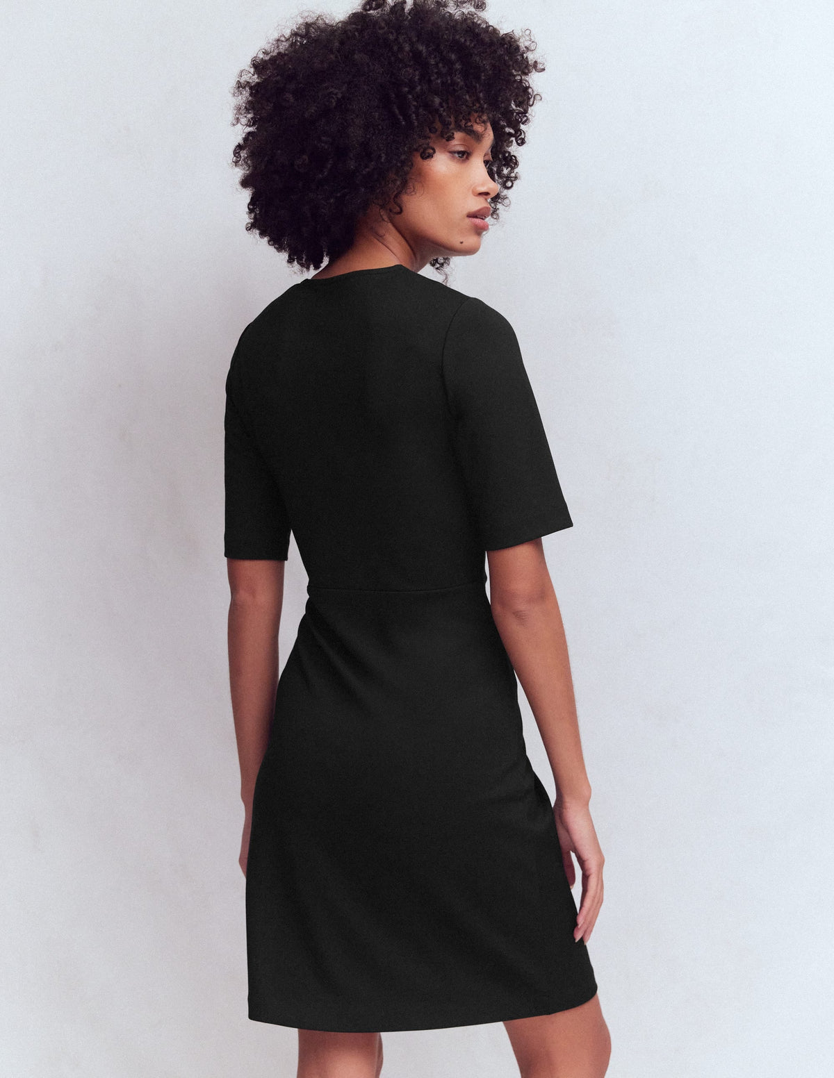 Zinnia Tie Jersey Short Dress-Black