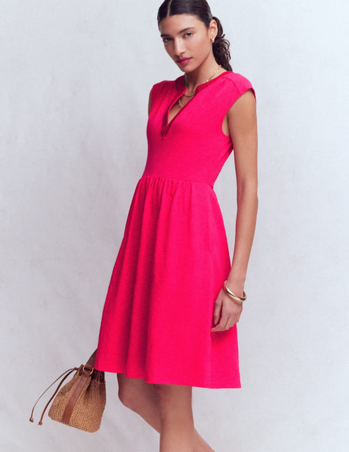 May Embroidered Short Dress-Opulent Pink