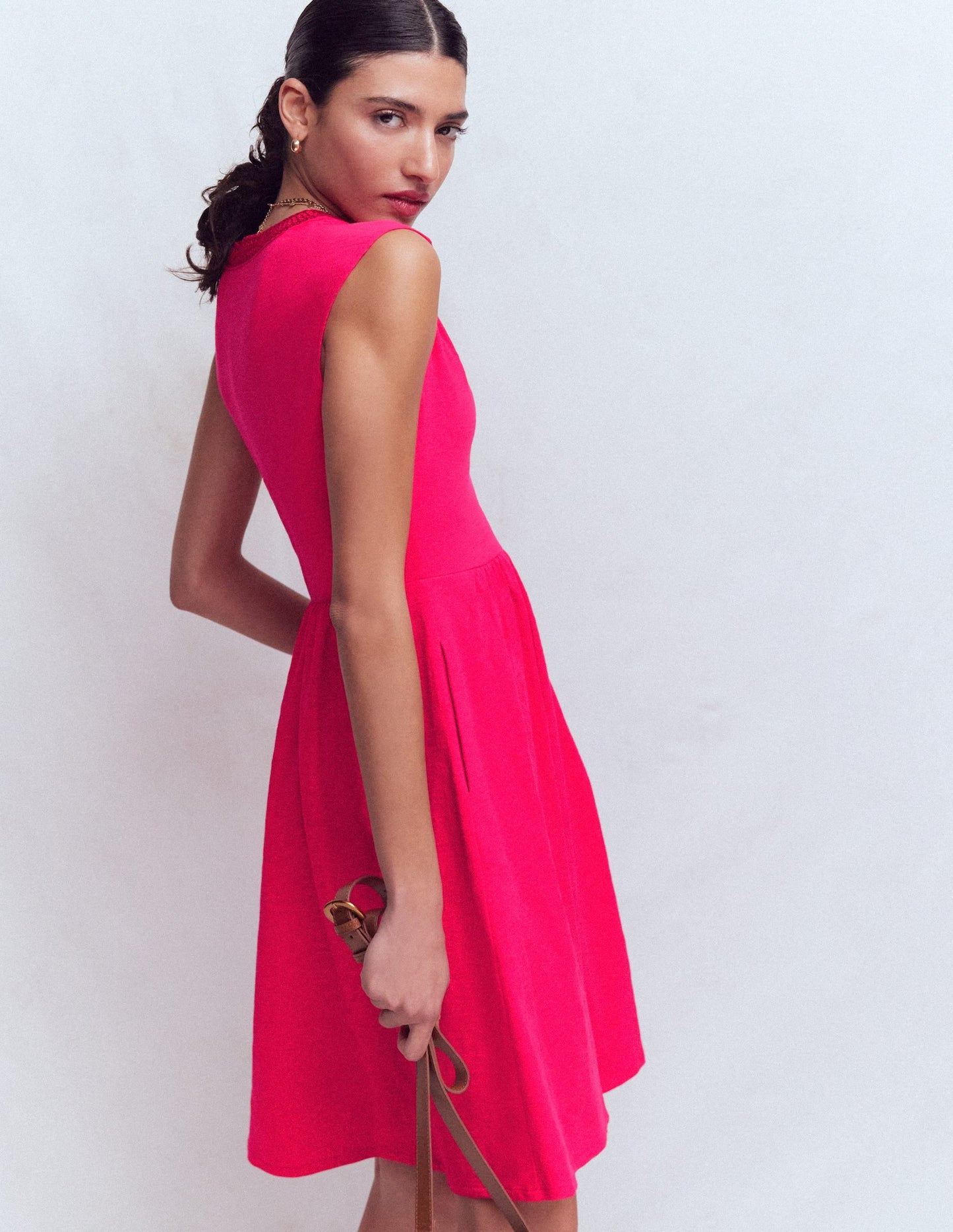 May Embroidered Short Dress-Opulent Pink