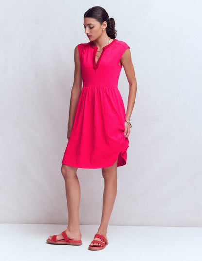 May Embroidered Short Dress-Opulent Pink
