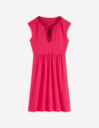 May Embroidered Short Dress-Opulent Pink
