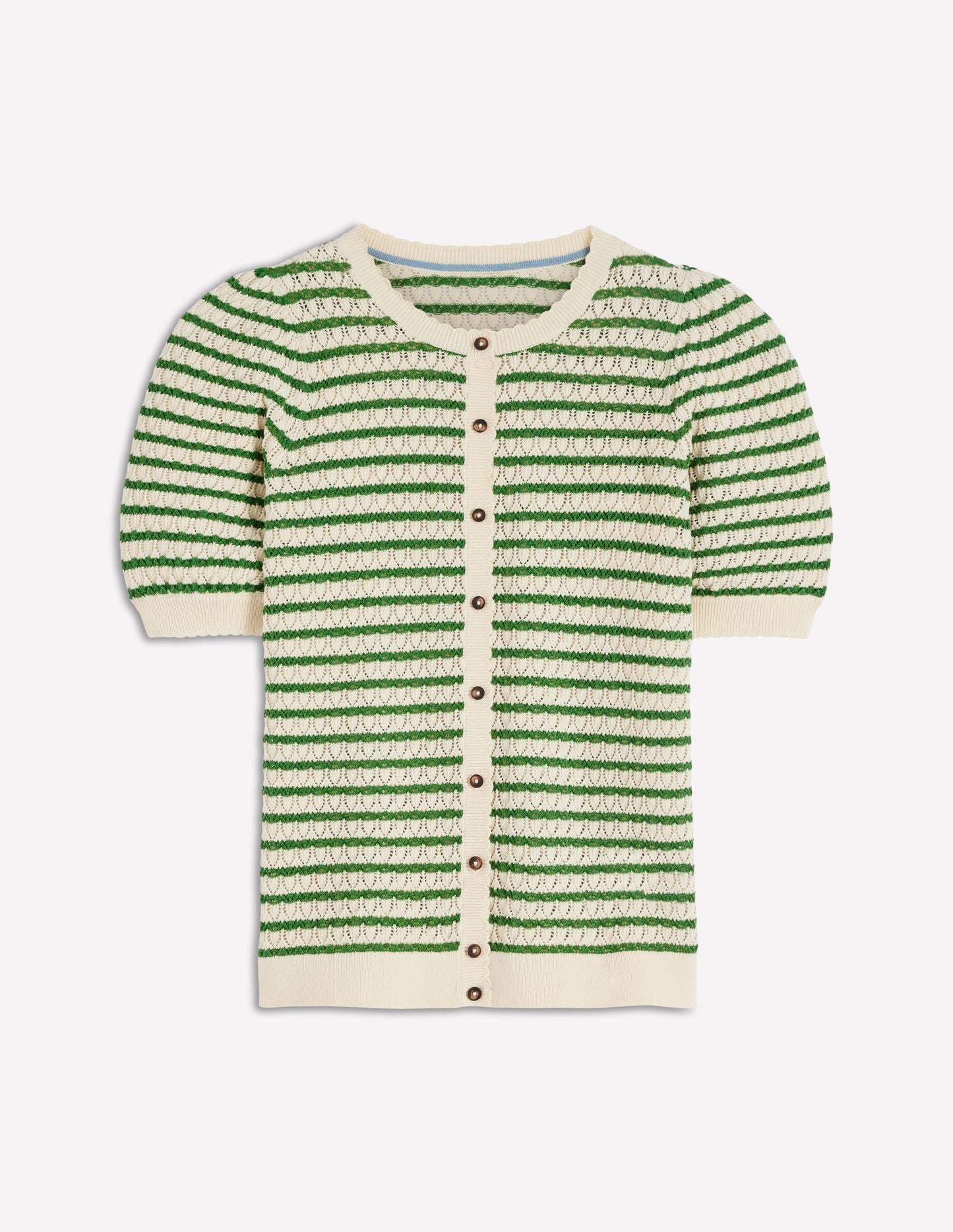 Dot Pointelle Cardigan-Green Stripe